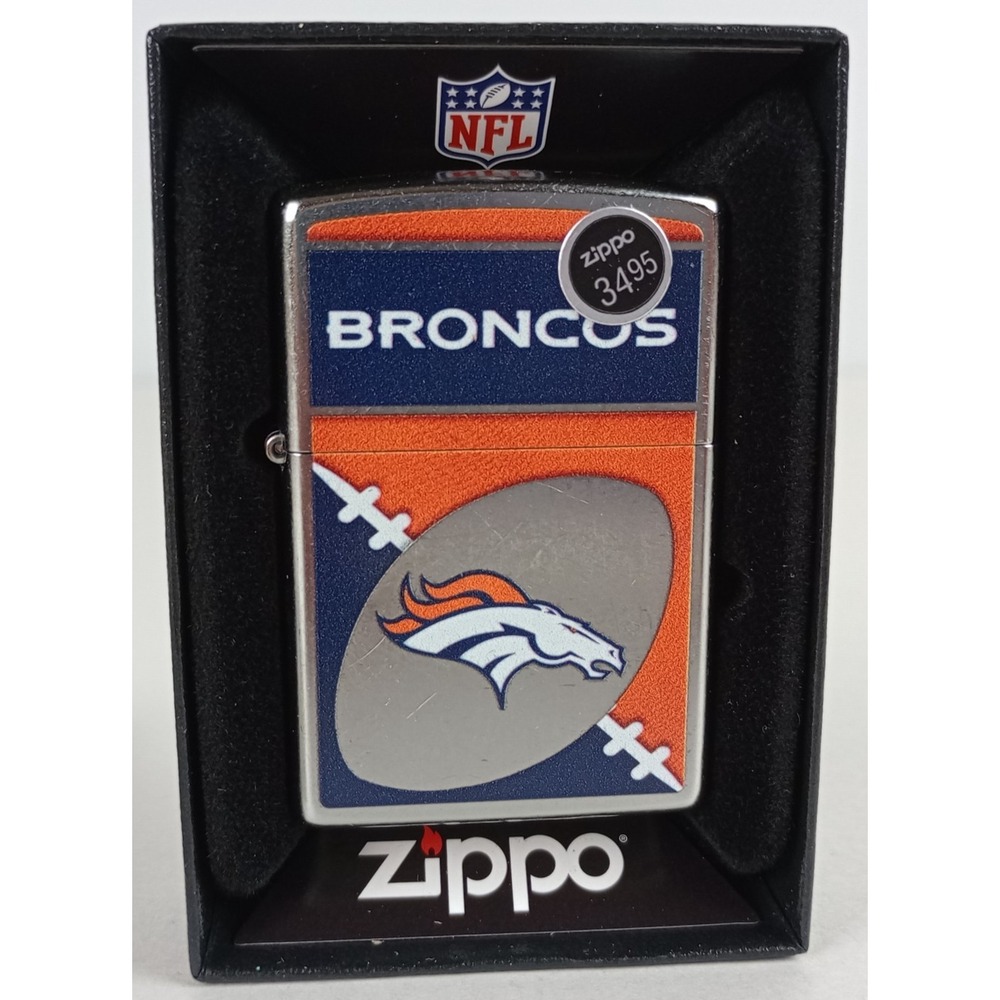 Brand New in Box Genuine Zippo NFL Lighter Denver Broncos Football